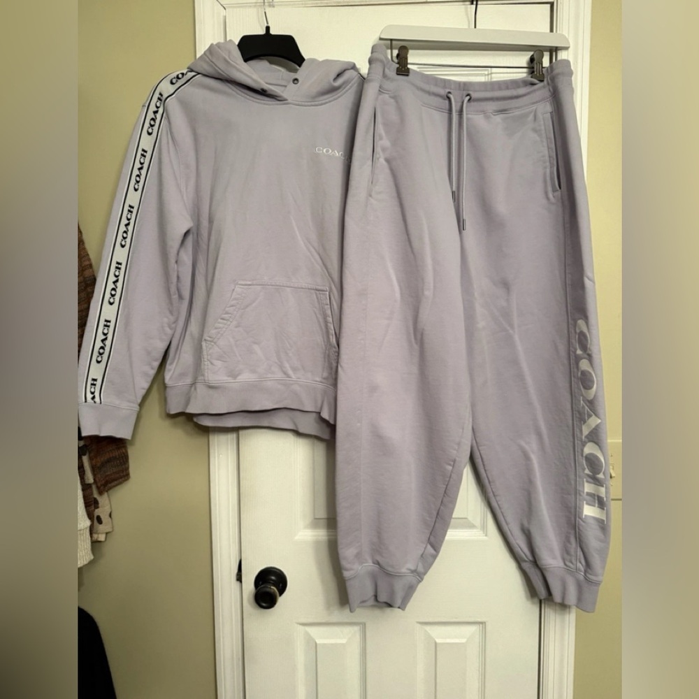 Authentic Coach lilac Logo Hoodie Jogger Set  pants shirt large xlarge $650